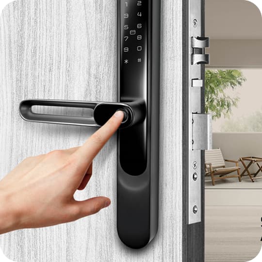 Digital Door Lock with keypad access installed on modern front door