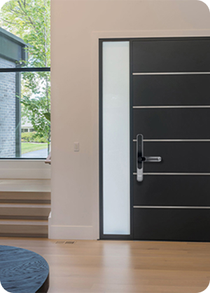 Modern apartment entry with a smart lock